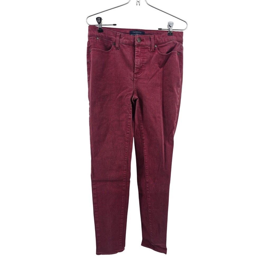 Talbots Jegging Women 4 Burgundy Simply Flattering Stretch Skinny Denim Pants